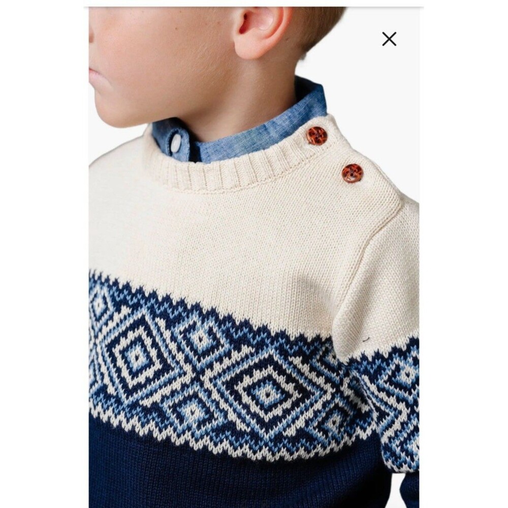 Hope & Henry  Boys Sweater Large Organic Cotton Long‎ Sleeve Intarsia Pullover - Picture 3 of 12